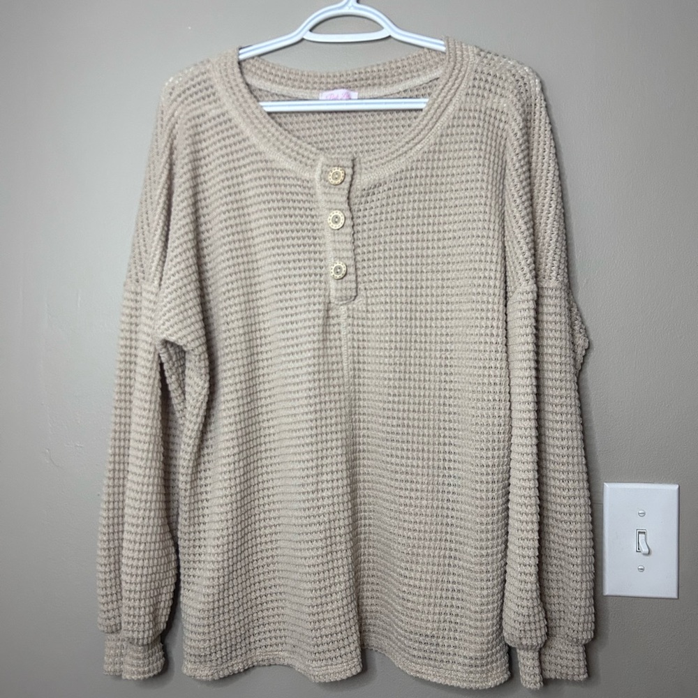 Women's Cream Waffle Knit Sweater